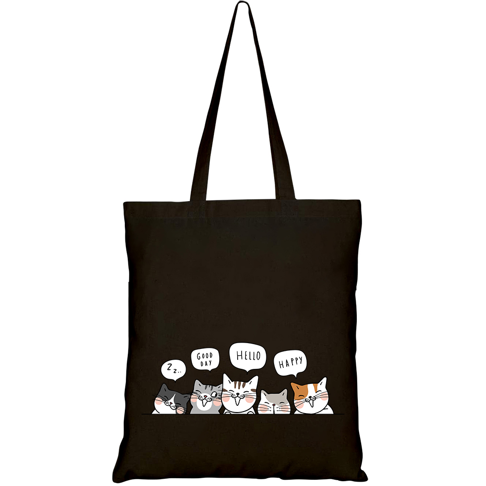 Túi vải tote canvas HTFashion in hình họa tiết Mèo cute HT40