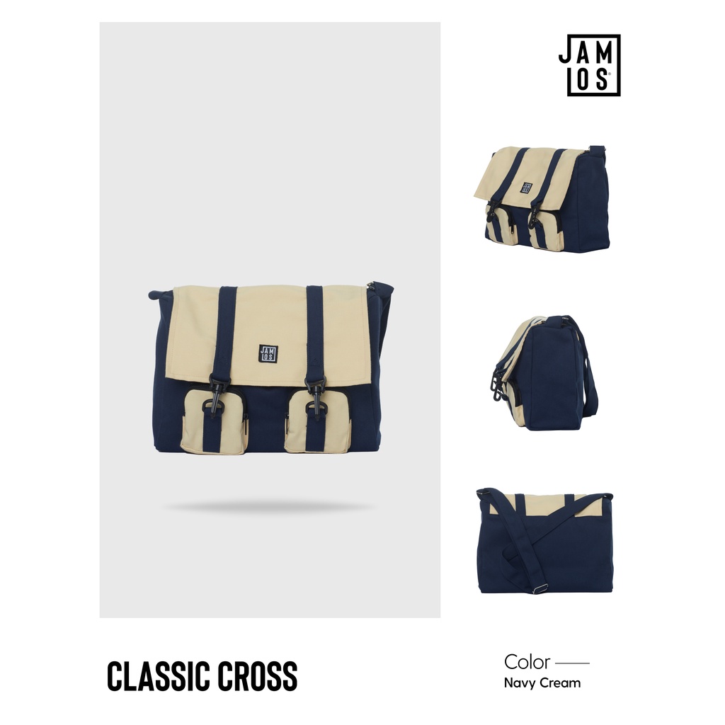 Jamlos Classic Cross - Túi đeo chéo thời trang nhiều ngăn đi học đi làm vải canvas vừa laptop 13inch A4
