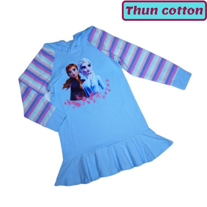 Đầm bé gái Elsa tay dài từ 10-42kg- đầm elsa bé gái thun cotton thấm hút mồ hôi - Tomchuakids.