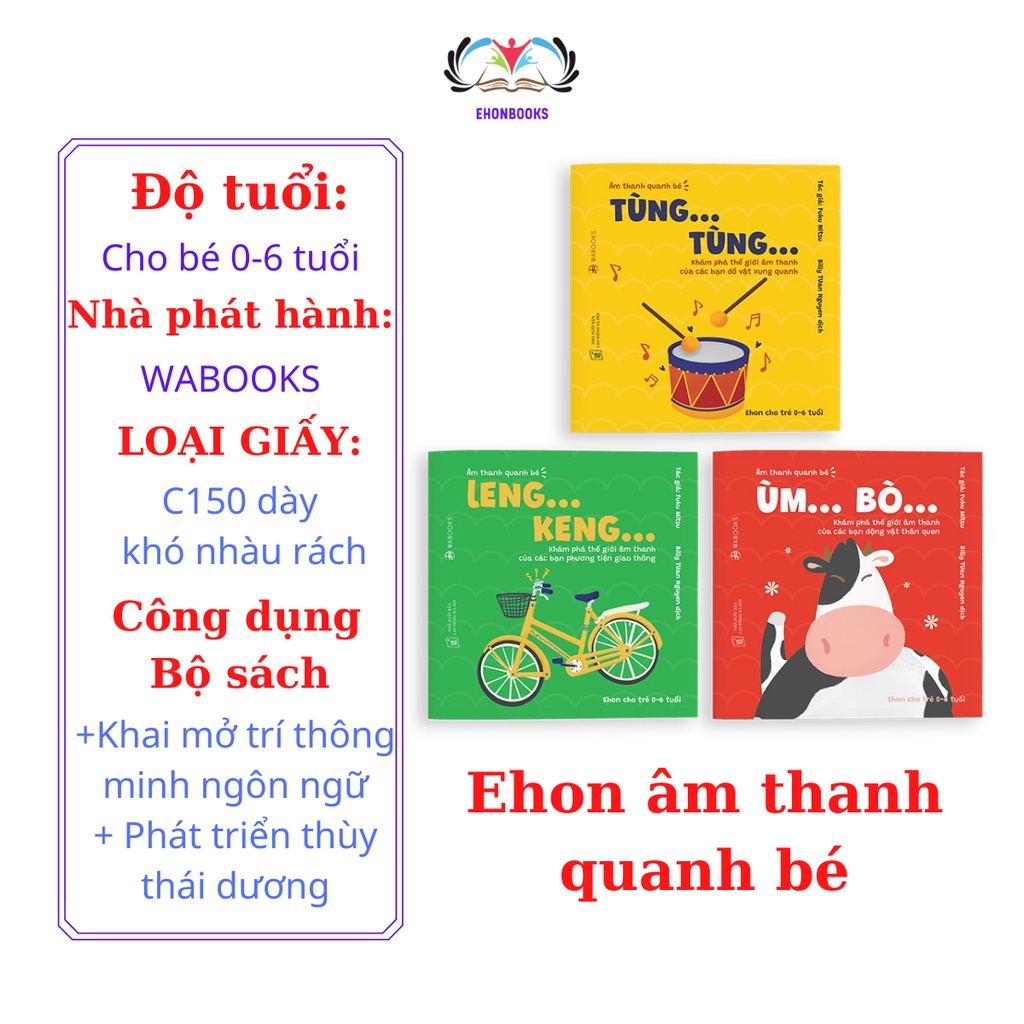 Sách ehon Combo 3 cuốn âm thanh quanh bé Ehon nhật bản cho bé từ 06 tuổi