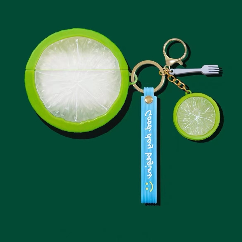 Vỏ bảo vệ hộp sạc tai nghe bằng silicon họa tiết trái cây dễ thương thích hợp cho Airpods 1 2 3 Pro