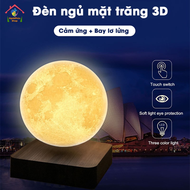 Đèn ngủ mặt trăng lơ lửng LED cảm ứng in 3D cao cấp - Quả Cầu Mặt Trăng Bay Magnetic Levitation 3D Printing Moon Light