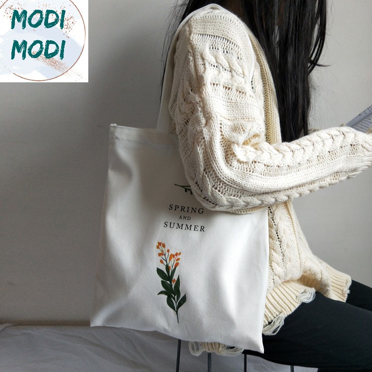 (Freeship từ 50k)MODI MD144- TÚI TOTE IN HÌNH CÀNH HOA