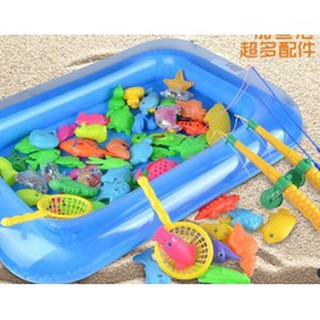 Bộ Bể Phao Cho Bé Câu Cá - Bộ đồ chơi câu cá nam châm cho bé kèm bơm tay
