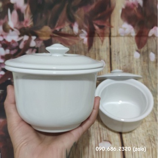 thố sứ đựng tổ yến, gà ác tiềm sứ Minh Long - thố sứ Minh Long có nắp 0.52L