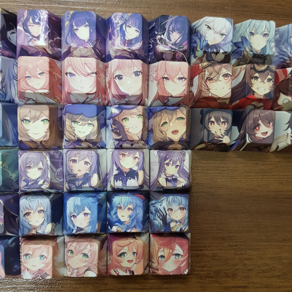 Set 4 nút bàn phím hơn 50 nhân vật genshin impact keycap PBT kazuha yelan xiao hutao ayaka raiden yae ganyu