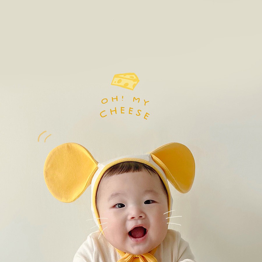 Body Cheese Phomai Ngắn Tay Kèm Mũ Chụp Ảnh Đầy Tháng Thôi nôi Cho Bé Trai/Bé Gái 4-14kg Hàng Cao Cấp