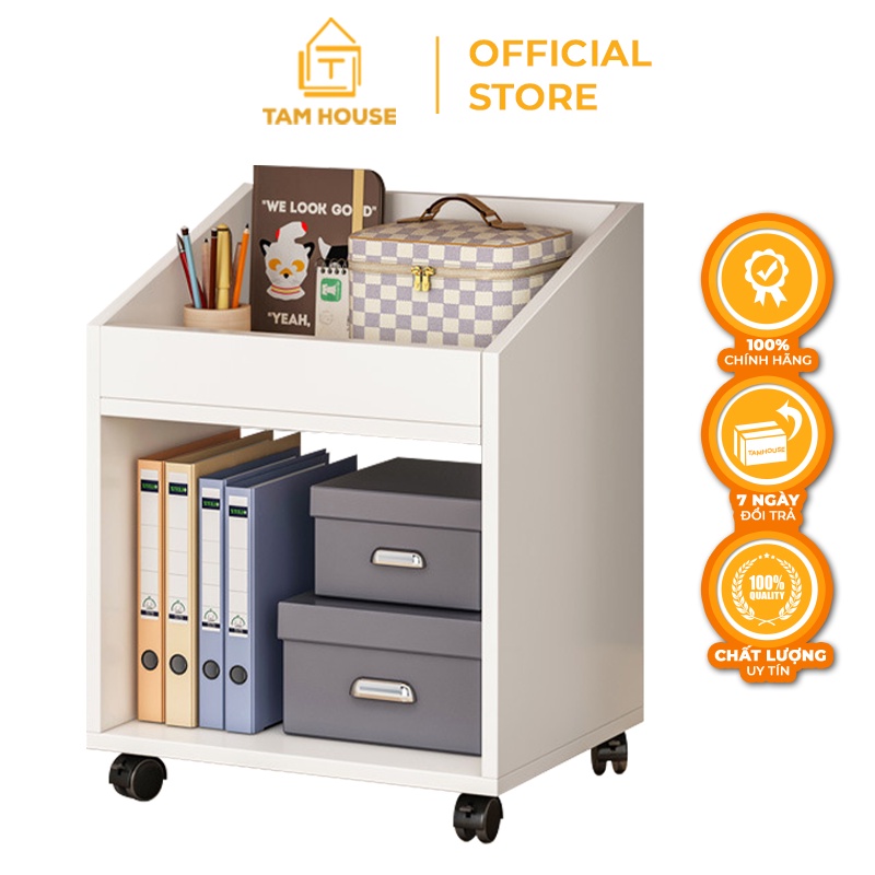 Tủ đựng đồ văn phòng trắng có bánh xe Tâm House K153