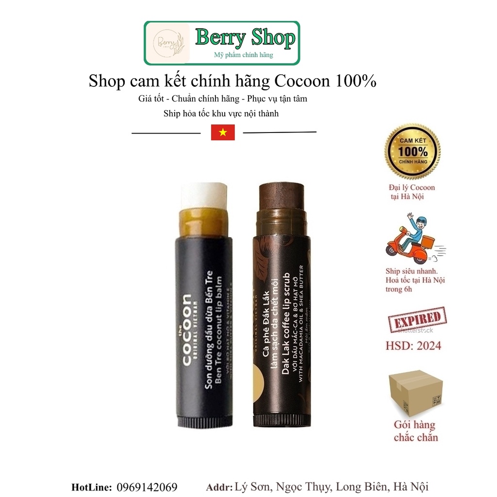 [Mã COSDAY giảm 8% đơn 150K] [Combo] Son tẩy da chết Cocoon &amp; Son dưỡng dầu dừa Cocoon