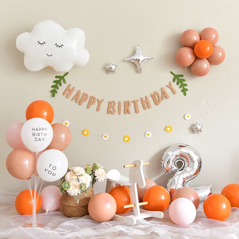 Dây Chữ HAPPY BIRTHDAY Vải Dạ Kèm Lá Đủ Màu trang trí sinh nhật