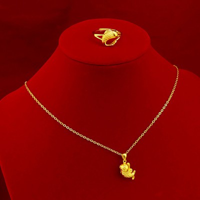 Dây Chuyền Xi Mạ Vàng 375%Phong Cách Hàn Quốc Koi Ring Female Necklace