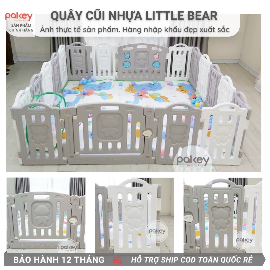 Quây cũi nhựa Little Bear Tặng THẢM + BÓNG, bộ quây cũi cho bé an toàn dày dặn chắc nịch NEW