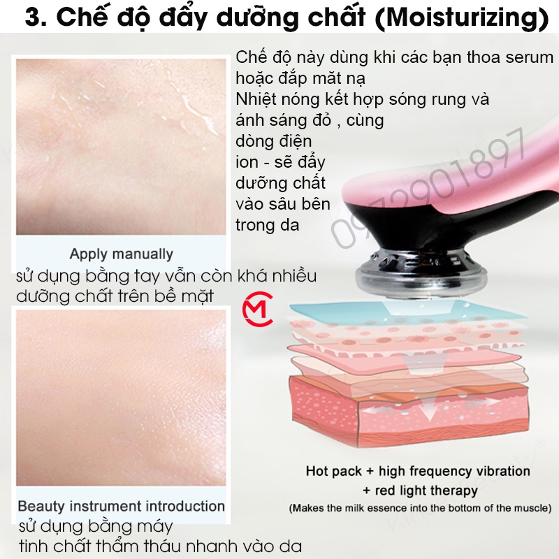 [CHUẨN SPA] Máy Đẩy Tinh Chất - Búa Điện Di Nóng Lạnh Đa Chức Năng Chăm Sóc Da Mặt D818 - Thế Hệ Mới 2021 - Cenmart