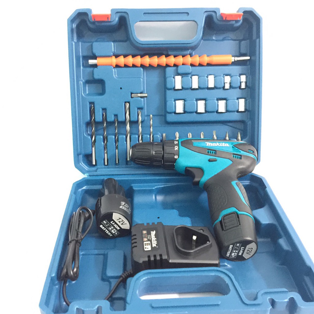 Máy khoan bắn vít pin makita 12V, 2 cấp độ, 100% lõi đồng - Máy khoan bắt vít dùng pin