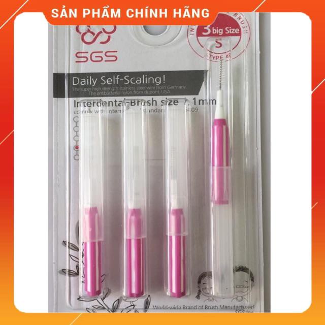 Bàn chải kẽ răng cao cấp SGS size 1.1mm nhập khẩu từ Hàn Quốc ( vỉ 4 cây )