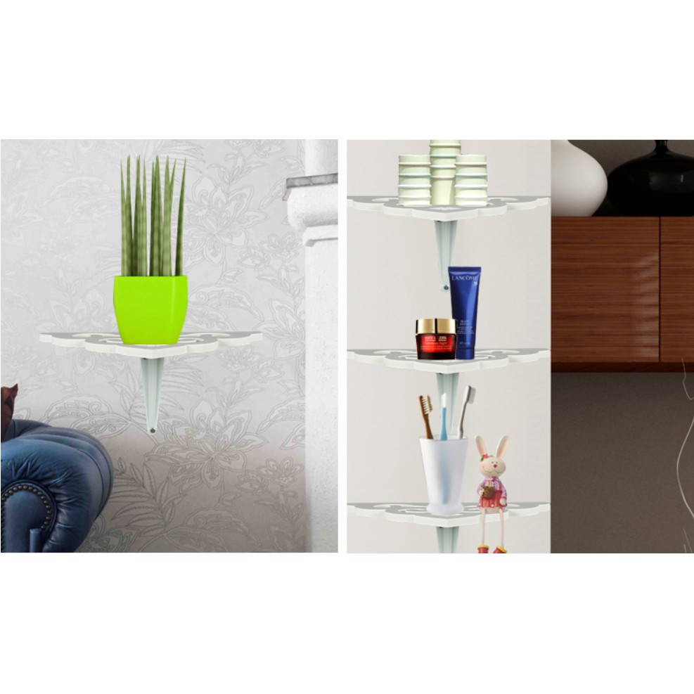 Kệ tam giác để đồ nhà tắm, ngoài trời hoàn toàn chống nước (kèm sẵn ốc vít và giá đỡ bằng sắt)