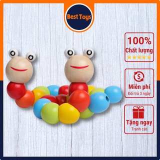 Đồ chơi con sâu gỗ uốn dẻo cho bé, đồ chơi phát triển trí tuệ