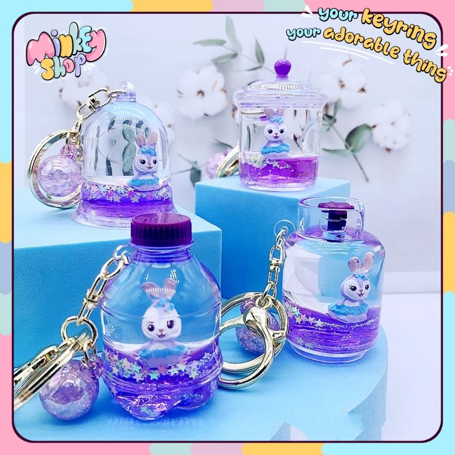 Móc Khóa Nước Dầu Màu Tím Dễ Thương Với Nhiều Mẫu Dễ Thương, Phụ Kiện Túi Xách Balo Cute 02MKN -Minkey