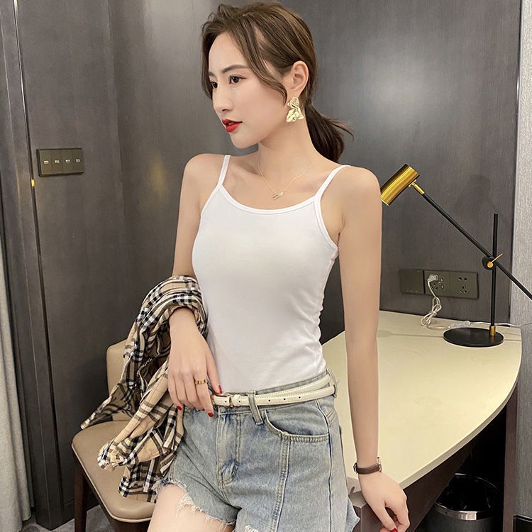 Áo hai dây nữ kiểu dáng ôm body, Áo hai dây sát nách màu trơn chất liệu cotton bozip mềm mại thoáng mát mã A2022