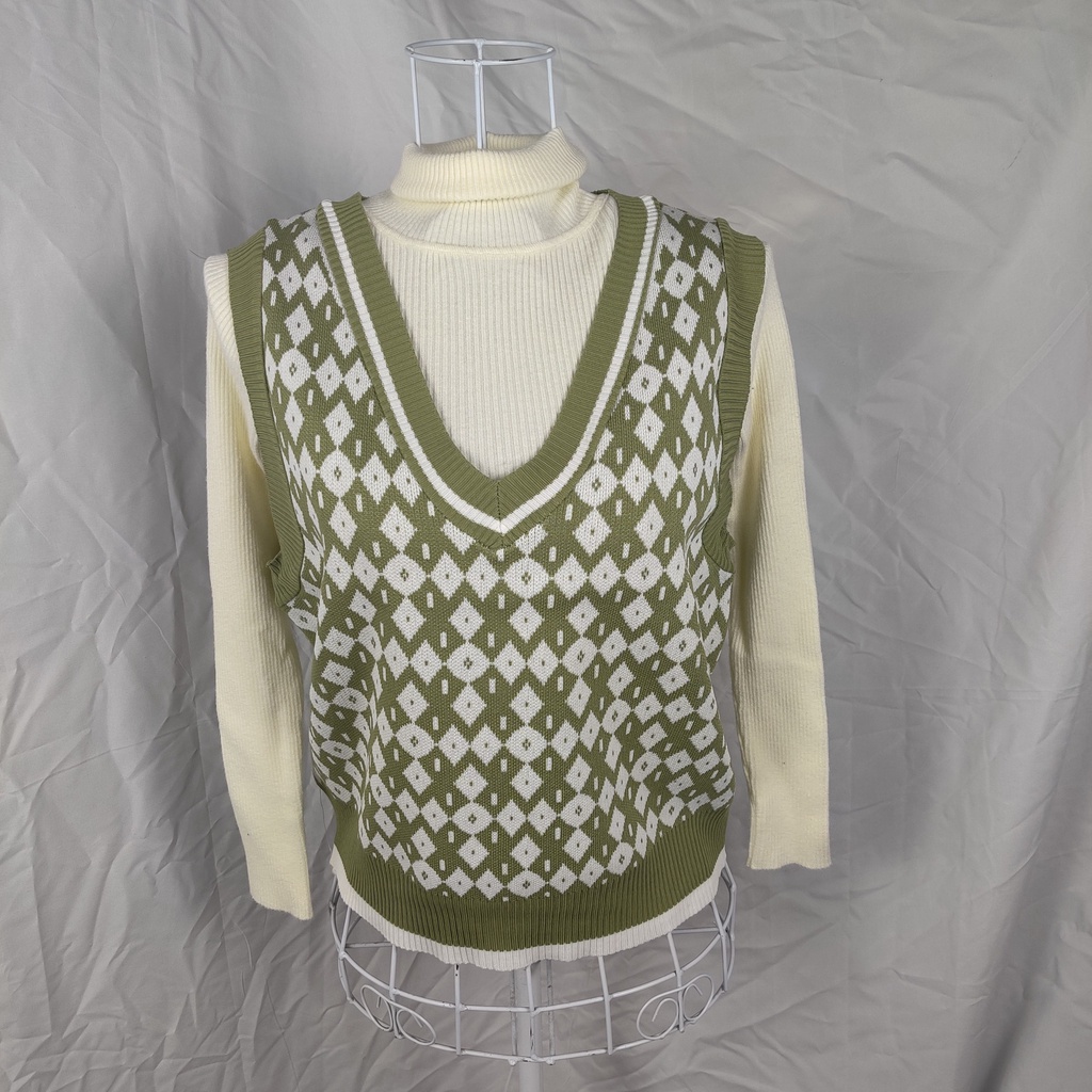 Áo gile vintage thổ cẩm theo phong cách Hàn Quốc