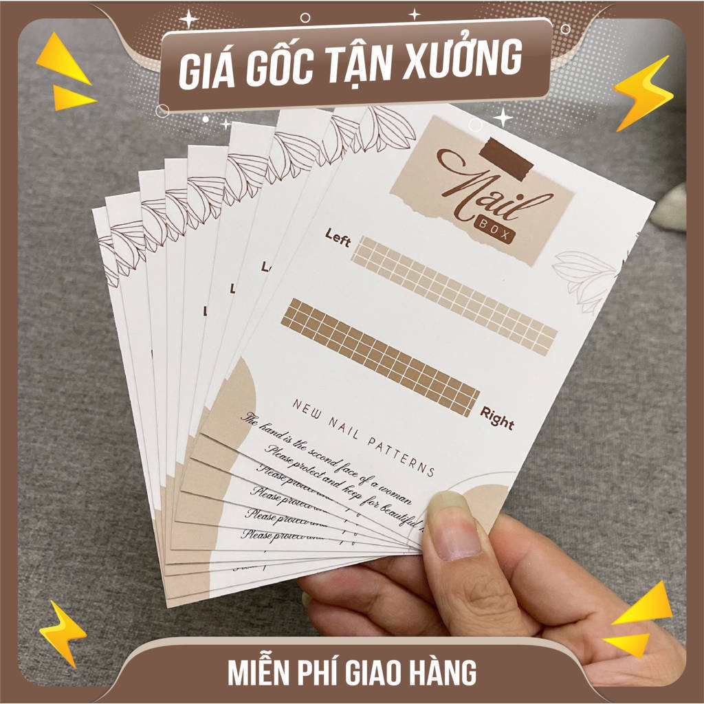 Nail box giấy gắn móng tay giả giá rẻ, Giấy nail box đep in 1 mặt 002