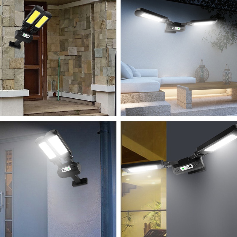 Đèn Năng Lượng Mặt Trời 200Cob 800 Lumens 4 Chế Độ Chống Nước Kèm Remote Điều Khiển Cảm Biến Chuyển Động PIR