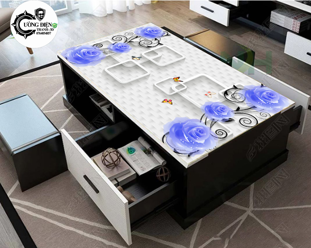 Tranh 3d - Decal 3d cao cấp dán mặt bàn làm việc - bàn ăn nhiều kích thướt