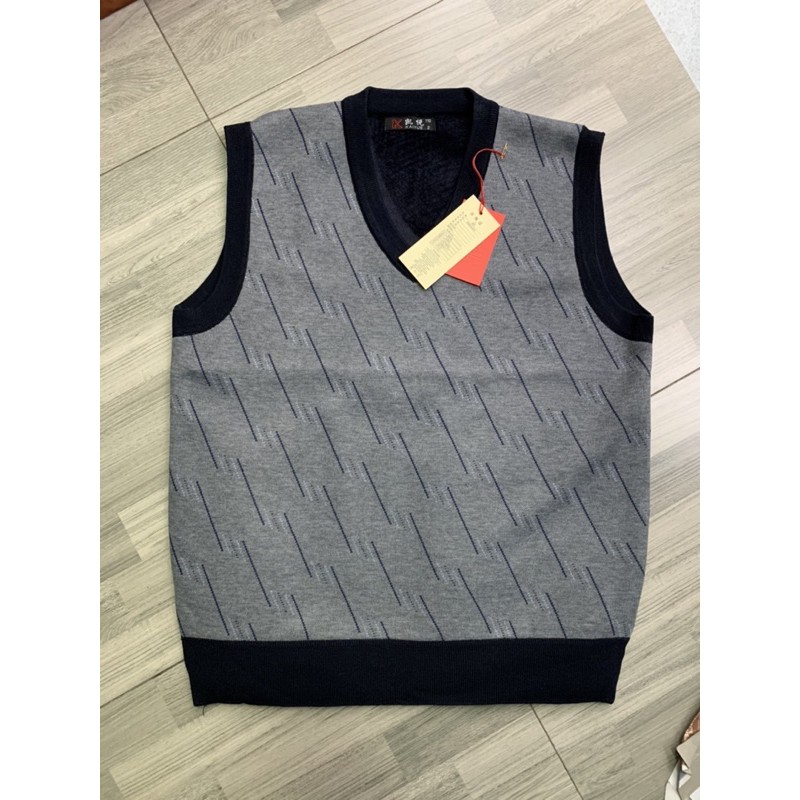 Áo ghile len lót lông nam trung niên chất đẹp dày dặn co giãn lông mềm mịn dáng suông