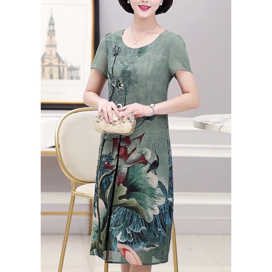 ĐẦM SUÔNG ROMI TRUNG NIÊN CỔ TRÒN KIỂU BIGSIZE CHO NGƯỜI LỚN
