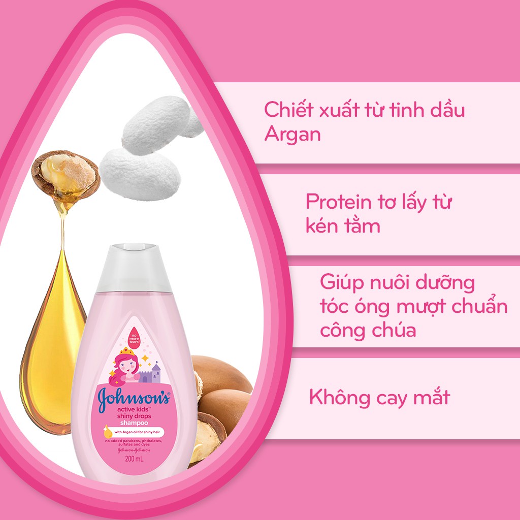 200ml- Dầu gội Johnson's Baby tinh chất Argan mềm mượt tóc