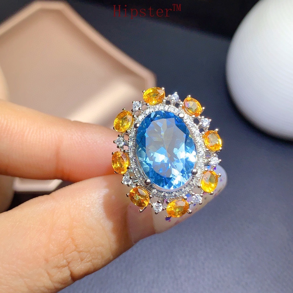 Mới Nhẫn Mở Đính Đá Thạch Anh Tím Tự Nhiên Sang Trọng