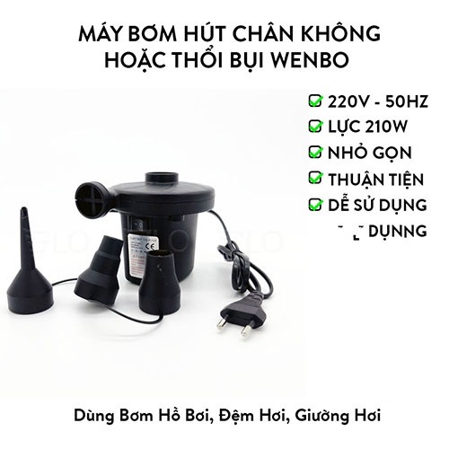 Máy bơm điện mini Wenbo thổi hút 2 chiều, Máy bơm WENBO Chuyên dụng bơm hồ bơi - Bơm hút chân không Wenbo 220V-50Hz