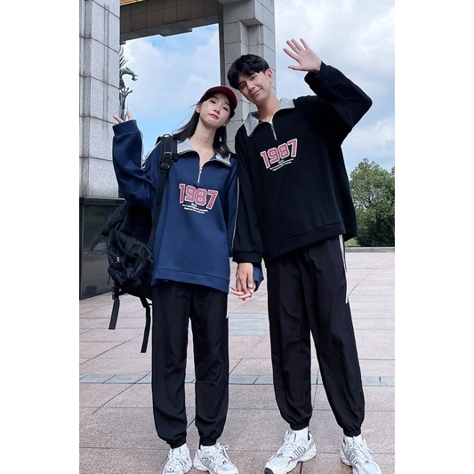 Áo POLO Dài Tay Cặp Đôi 1987 Sành Điệu, Nỉ Ngoại Dày Dặn Mịn Ảnh Thật Siêu Thời Trang Thu Đông 2022