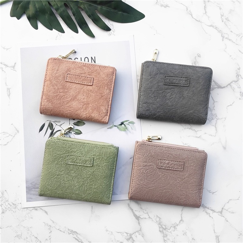 Ví nữ đựng tiền nhiều ngăn 587  khóa bấm chất da retro phong cách thanh lịch