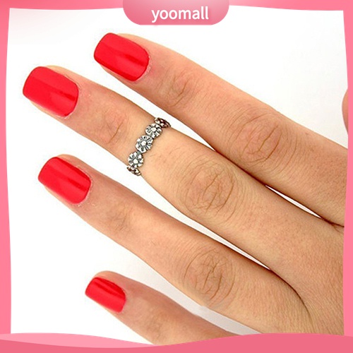 Yomall♡ Set 2 Nhẫn Ngón Chân Mạ Bạc Phong Cách Vintage