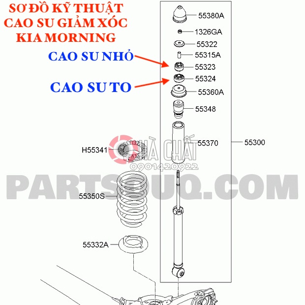 Cao su đệm giảm xóc sau Kia Morning, Hyundai i10, Getz, i20 🚘 nhập khẩu chính hãng HYUNDAI MOBIS Hàn Quốc