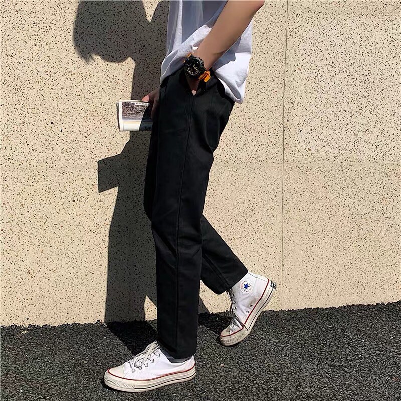Quần Kaki Baggy Nam Nữ Ống Suông Lưng Thun