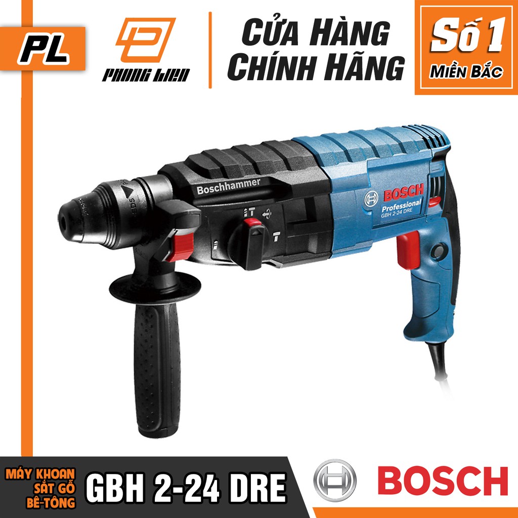 Máy Khoan Búa Bosch GBH 2-24 DRE (24MM-790W) - Chuyên Khoan Bê Tông, Có Đục - Hàng Chính Hãng