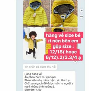 Áo Phao Zara dư xịn