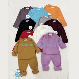 Bộ len tăm trơn dài tay cho bé, len tăm dài tay dành cho bé trai, bé gái từ 7-18kg