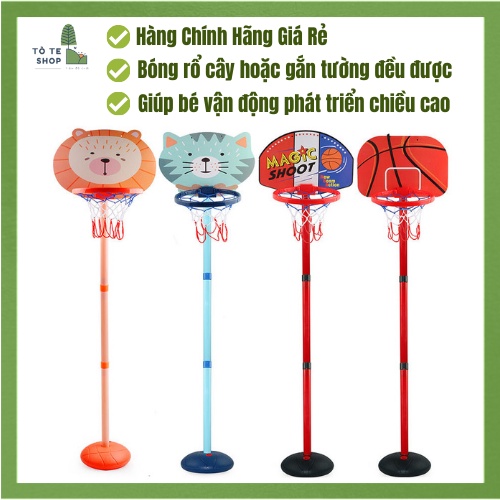 Bóng rổ cho bé có thể dựng thành cây hoặc gắn tường gọn nhẹ để bé vận động phát triển chiều cao.