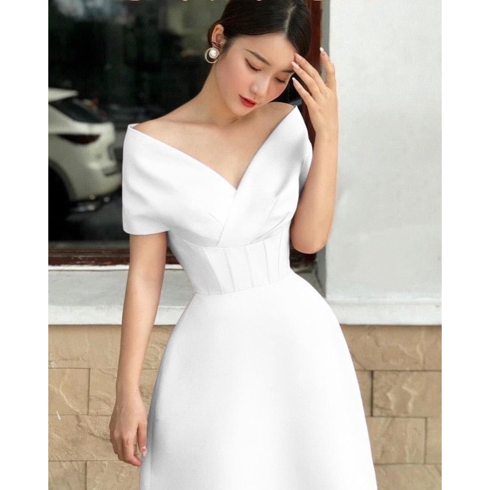 Đầm xoè thiết kế trễ vai cao cấp cực tôn dáng - C.A.T BOUTIQUE