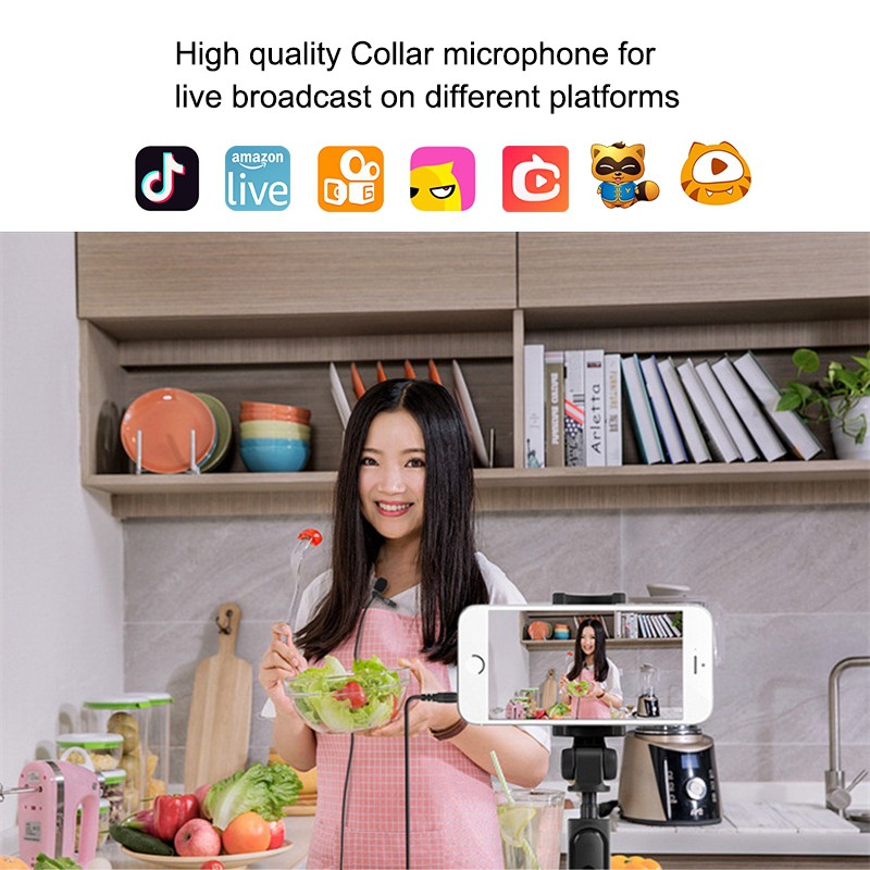 Micro cài áo cho điện thoại microphone thu âm quay phim trực tiếp Vlog Puluz PU424