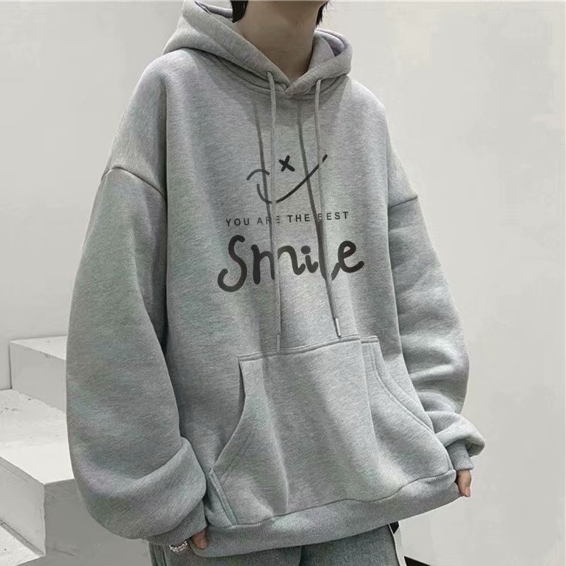 Áo hoodie AOKANG dáng rộng hình mặt cười thời trang xuân thu cho nam