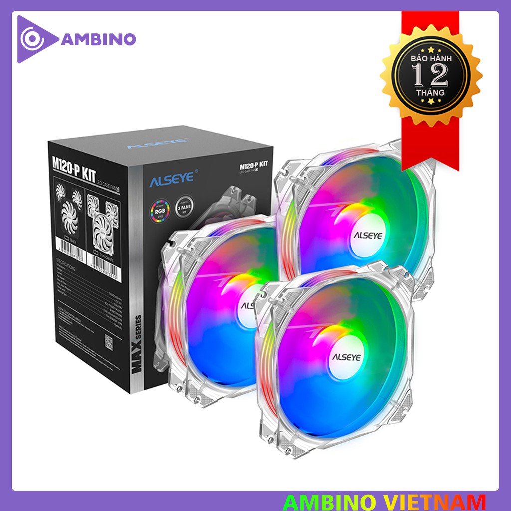 Kit 3 Fan Case Alseye M120-P RGB Max 120mm hỗ trợ Aura/RGB Fusion