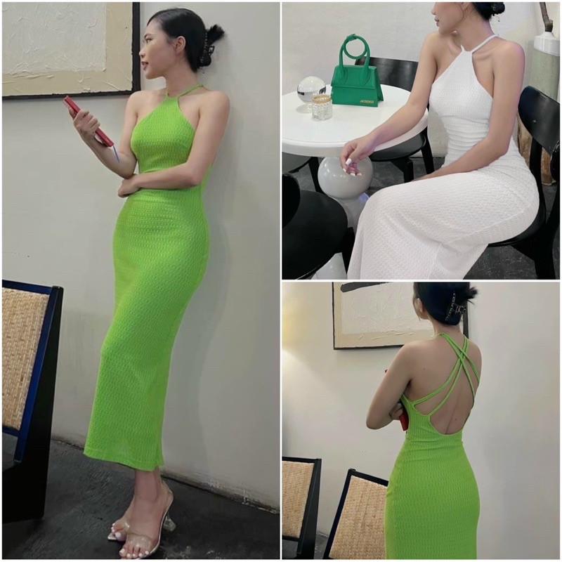 ĐẦM BODY CỔ YẾM HỞ LƯNG CHẤT XỐP ÔM DÁNG KTGIMI ( Kèm ảnh thật)