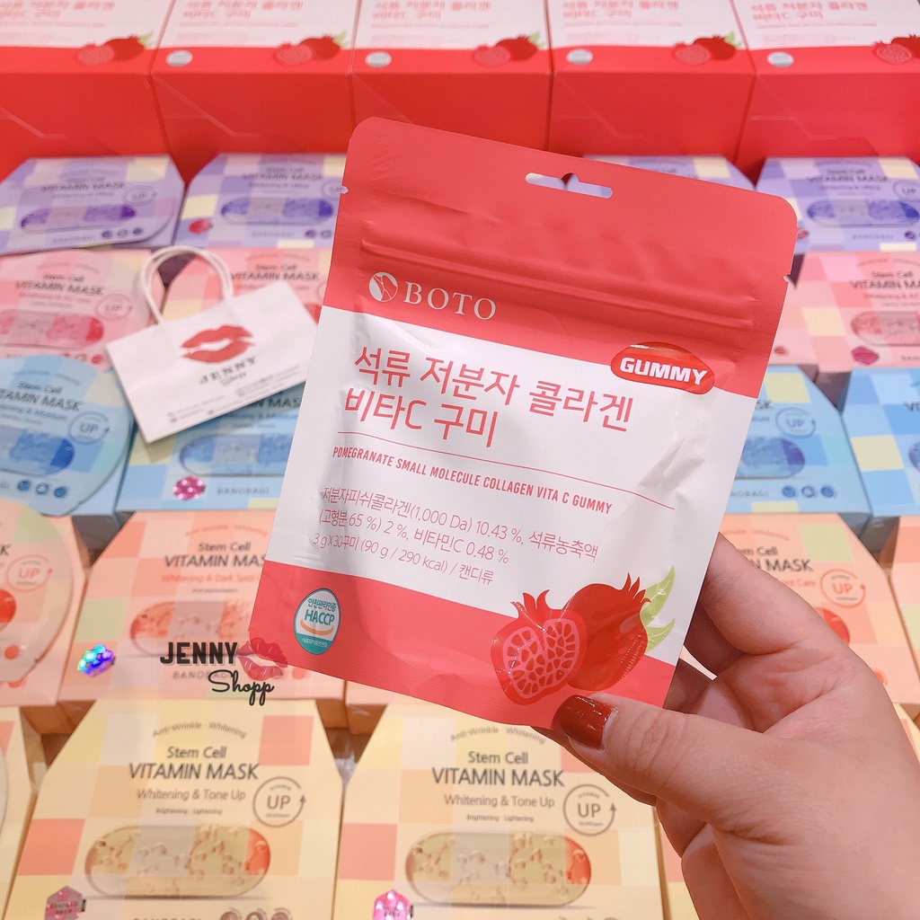 Kẹo Dẻo Gummy Collagen Lựu Vitamin C Boto Gummy Gói 30 Viên