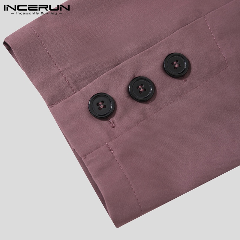 Áo blazer nam INCERUN tay dài cổ bẻ phối màu tương phản 3 màu tùy chọn