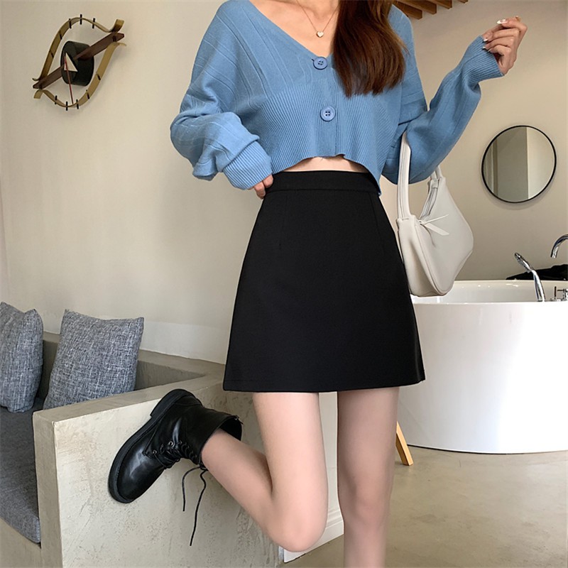 Quần váy nữ chữ A ngắn màu đen CRCAV36 chất thun UMI co dãn [TIEMDOJEAN]