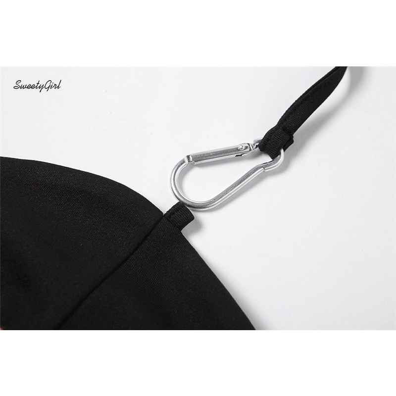 Áo Tank Top Hai Dây Hở Lưng Ôm Dáng Thêu Chữ Màu Sắc Tương Phản Quyến Rũ Cho Nữ